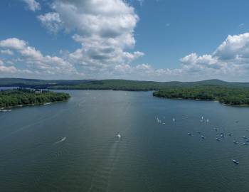 Drone View of Deep Creek Lake Summer