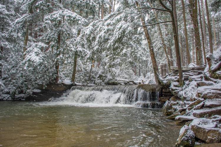 Winter waterfall at Swallow Falls State Park